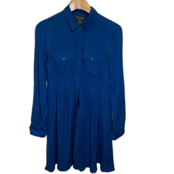 Maeve Anthropologie Dakota Medium Blue Button Front Shirt Dress Size Small - Picture 3 of 13